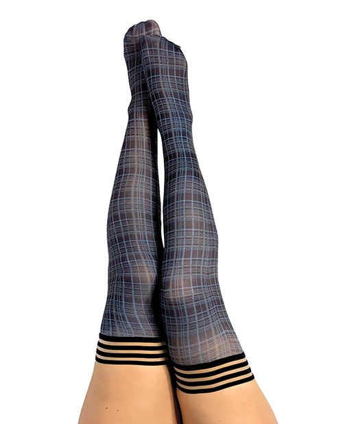 Kix'ies Debbie Plaid Thigh Highs Blue
