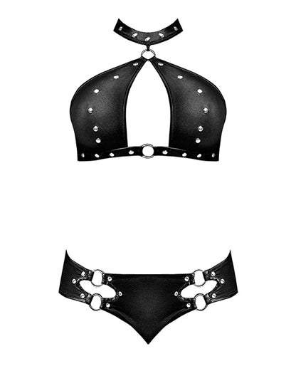 Lust Juno Top W/velcro Choker Neck & Mini Short Black