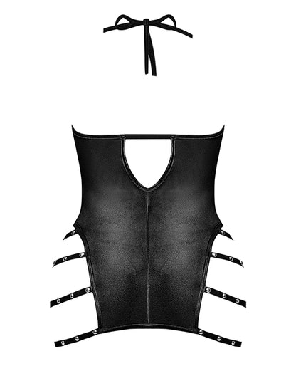 Lust Portia Mini Dress W/plush Elastic Strapping Black