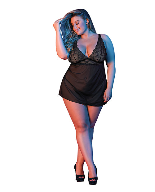 Sexy Time Zoey Babydoll W-flyaway Back Black Qn