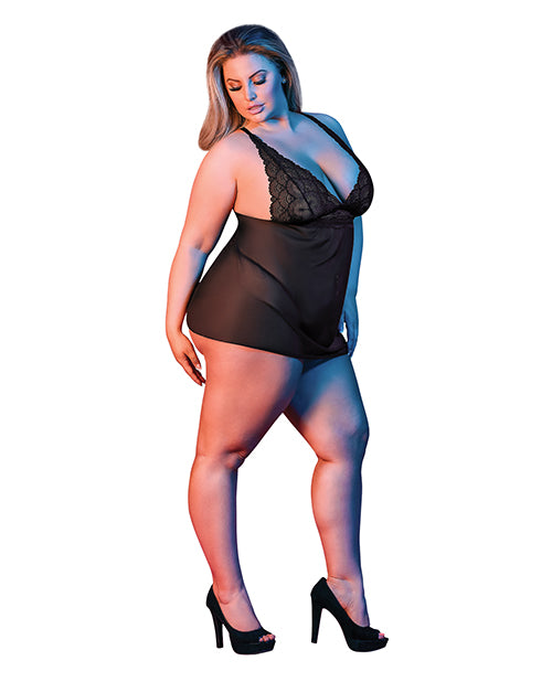 Sexy Time Zoey Babydoll W-flyaway Back Black Qn