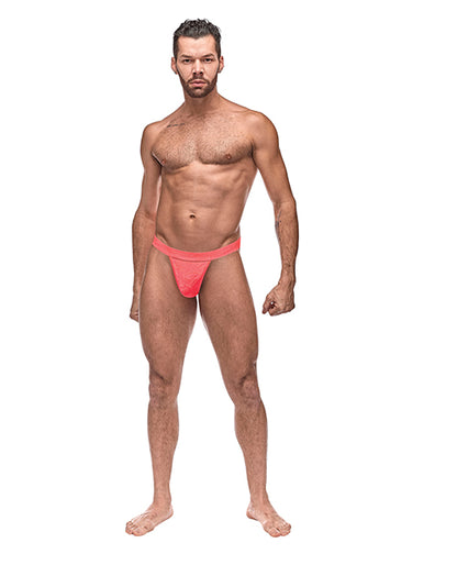 Semi Sheer Embossed Swirl Micro G-string V Coral S-m