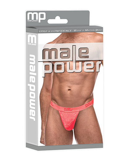 Semi Sheer Embossed Swirl Micro G-string V Coral S-m