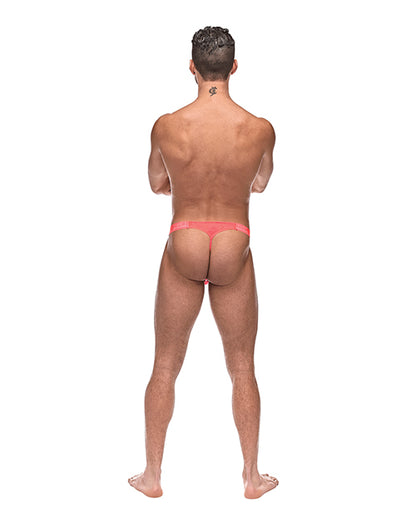 Semi Sheer Embossed Swirl Micro G-string V Coral S-m
