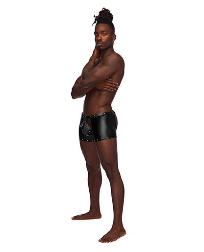 Fetish Poseidon Nylon Spandex Tear Off Cup Thong Short Black
