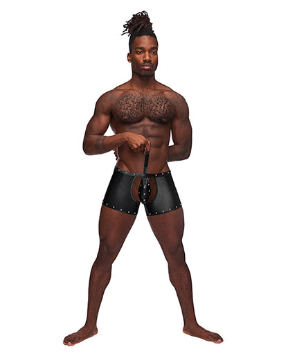 Fetish Poseidon Nylon Spandex Tear Off Cup Thong Short Black