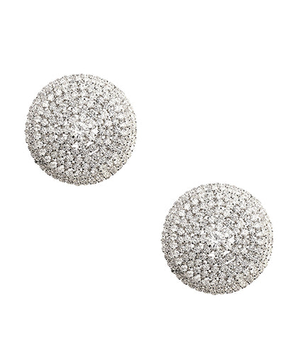 Burlesque Big O Crystal Jewel Reusable Silicone Nipztix - Silver O-s