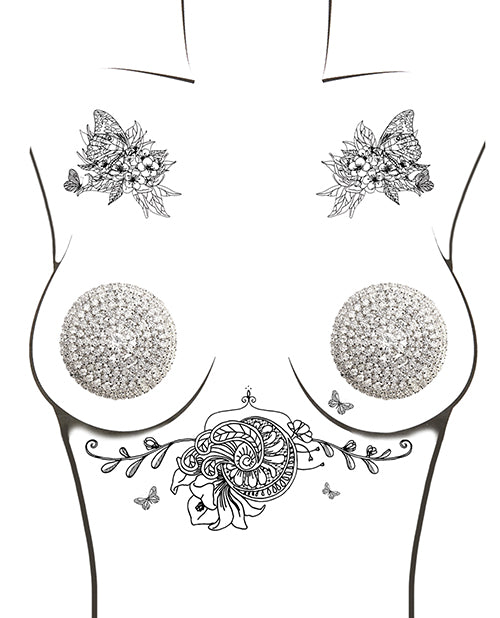 Burlesque Big O Crystal Jewel Reusable Silicone Nipztix - Silver O-s