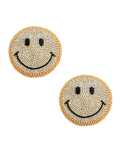 Burlesque Smile Face Jewel Reusable Silicone Nipztix - Gold O-s