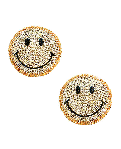 Burlesque Smile Face Jewel Reusable Silicone Nipztix - Gold O-s