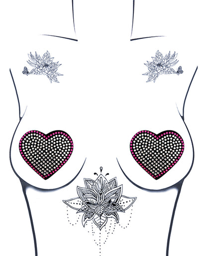Burlesque Heart N' Soul Crystal Heart Nipztix - Pink-clear O-s
