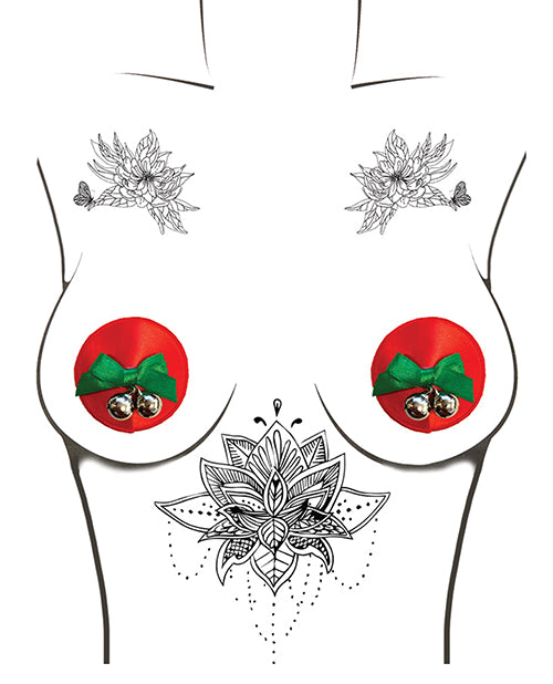 Burlesque Jingle Deez Bells Reusable Silicone Nipztix - Red O-s