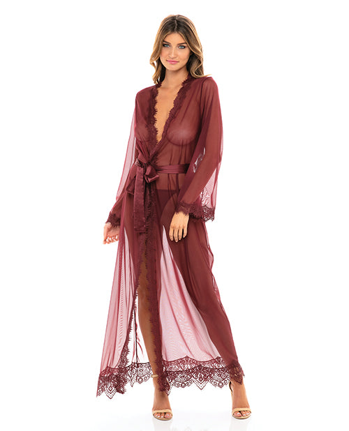 Provence Eyelash Lace Floor Length Robe Zinfandel S-m