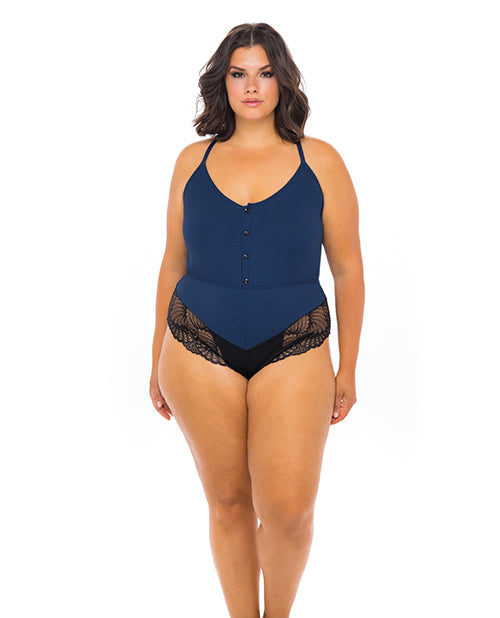 Claribel Ribbed Jersey Romper Estate Blue/black