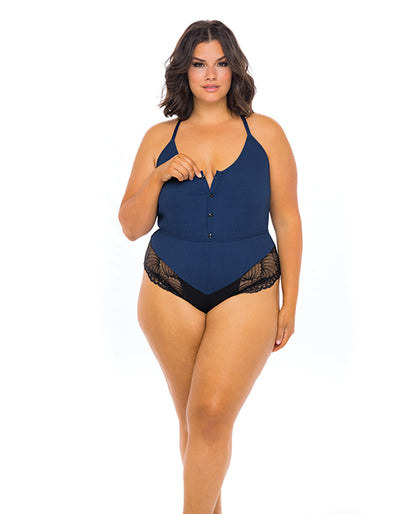 Claribel Ribbed Jersey Romper Estate Blue/black