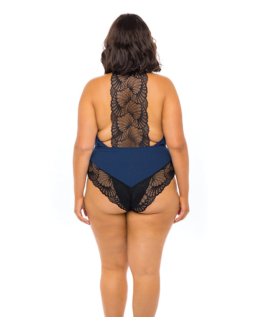 Claribel Ribbed Jersey Romper Estate Blue/black