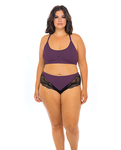 Claribel Ribbed Jersey Bralette & Boyshort Italian Plum