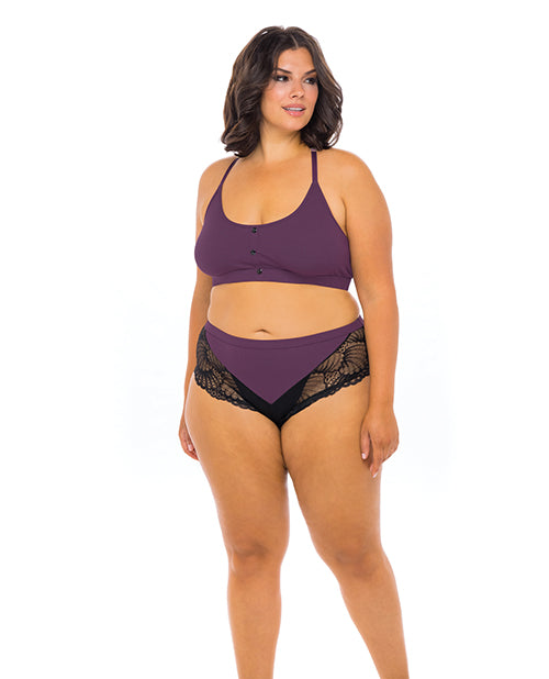 Claribel Ribbed Jersey Bralette & Boyshort Italian Plum