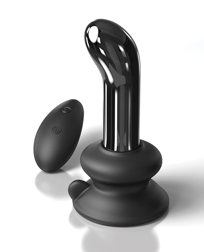 Icicles No. 84 Hand Blown Glass Vibrating Butt Plug W-remote - Black