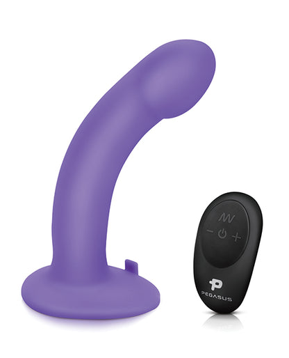 Pegasus 6" Rechargeable Curved Peg W-adjustable Harness & Remote Set - Purple