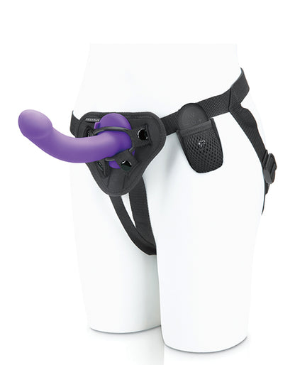 Pegasus 6" Rechargeable Curved Peg W-adjustable Harness & Remote Set - Purple