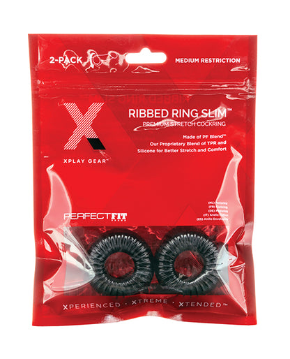 Xplay Gear Mixed Pack Ribbed Ring And Ribbed Ring Slim - Black - Pack Of 2