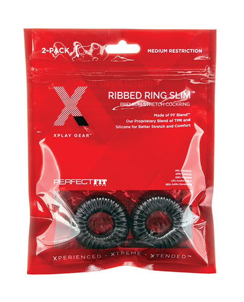 Xplay Gear Mixed Pack Ribbed Ring And Ribbed Ring Slim - Black - Pack Of 2