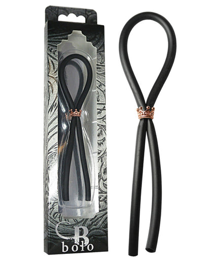 Bolo Silicone Lasso W/silver Crown Slider Ring