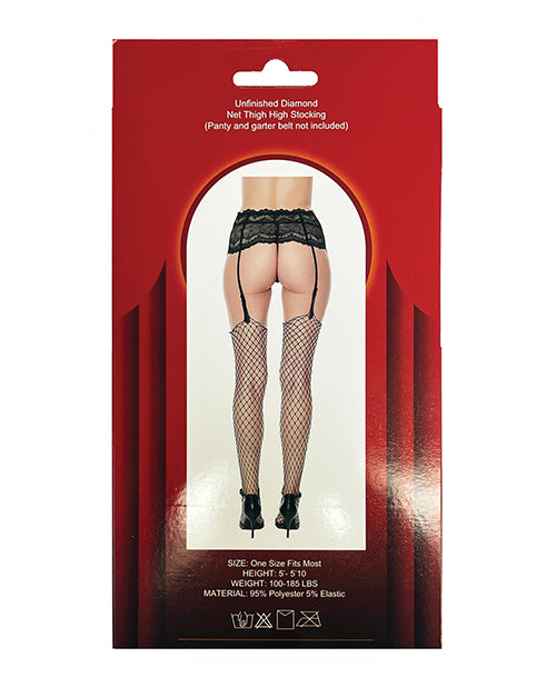 Unfinished Diamond Net Thigh High Black O-s