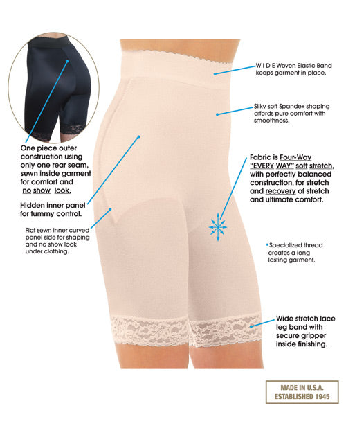 Rago Shapewear Long Leg Shaper with gripper Stretch Lace Bottom