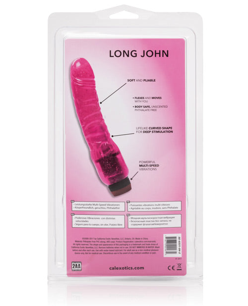 "Hot Pinks Curved Jelly Vibrating 6.5"" Dildo"