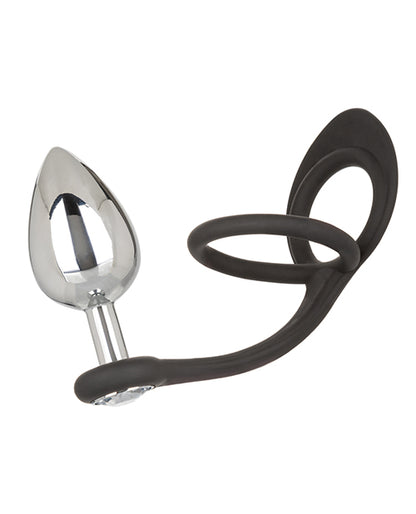Star Fucker Xl Teardrop Gem Plug W-silicone Enhancer - Black