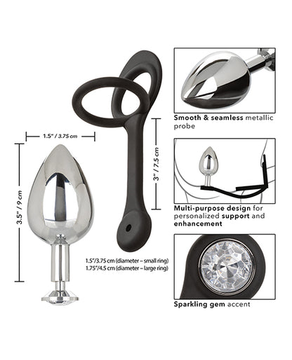 Star Fucker Xl Teardrop Gem Plug W-silicone Enhancer - Black