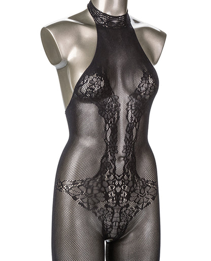 Scandal Plus Size Halter Lace Body Suit - Black