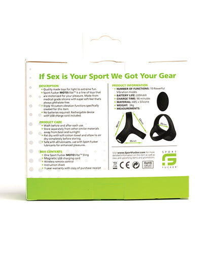 Sport Fucker Motovibe Sling Cockring W-remote - Black