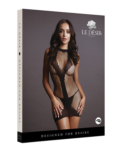 Shots Le Desir Net Contrast Mini Dress Black O-s