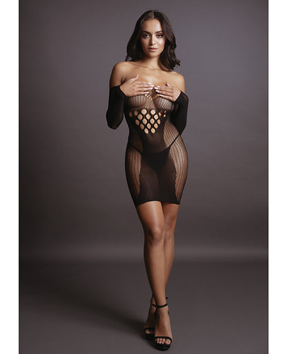 Shot Le Desir Long Sleeved Mini Dress Black O-s