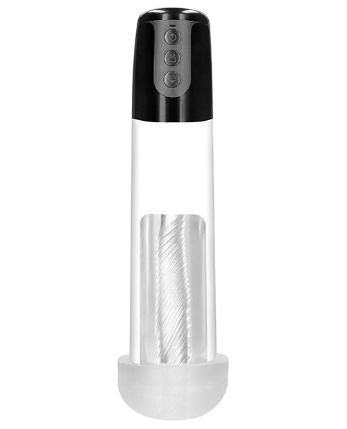 Shots Pumped Automatic Cyber Pump Masturbation Sleeve W-free Silicone Cock Ring - Clear