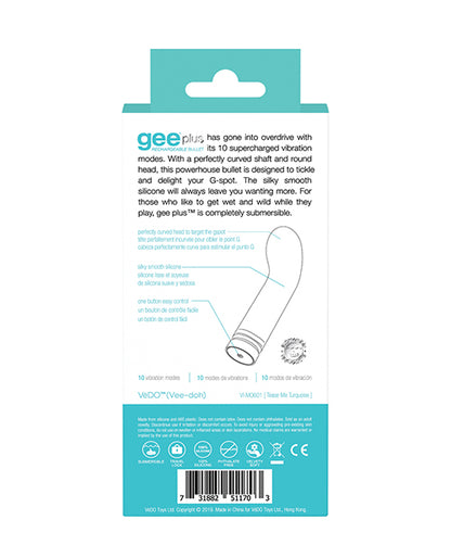 Vedo Gee Plus Rechargeable Vibe - Tease Me Turquoise