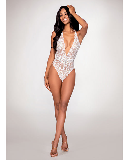 Stretch Lace Teddy White O-s