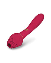 Secret Kisses Twosome Dual Ended Rose Bud W-clitoral Suction & G-spot Vibe - Red