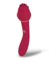 Secret Kisses Lingo Dual Ended Rose Bud W-clitoral Flickering & Internal Massage - Red