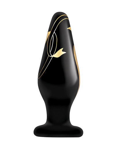 Secret Kisses 4.5" Handblown Wide Glass Plug - Black-gold