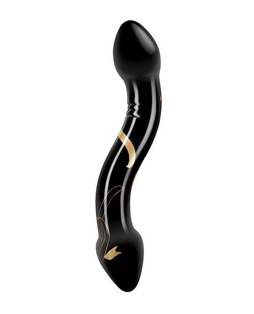 Secret Kisses 7.5" Handblown Double Ended Dildo - Black-gold