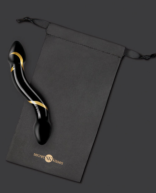 Secret Kisses 7.5" Handblown Double Ended Dildo - Black-gold