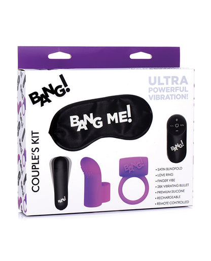 No Eta Bang! Couple's Kit With Rc Bullet, Blindfold, Cock Ring & Finger Vibe - Purple