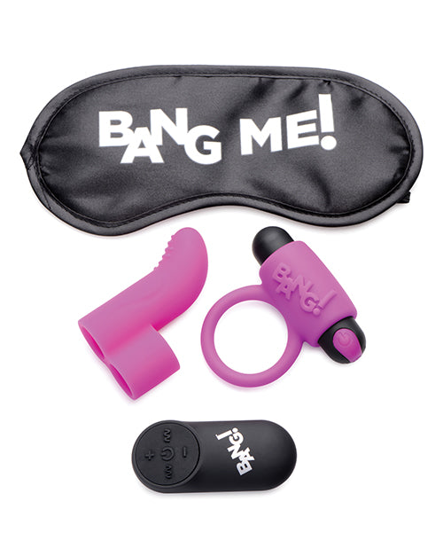 No Eta Bang! Couple's Kit With Rc Bullet, Blindfold, Cock Ring & Finger Vibe - Purple