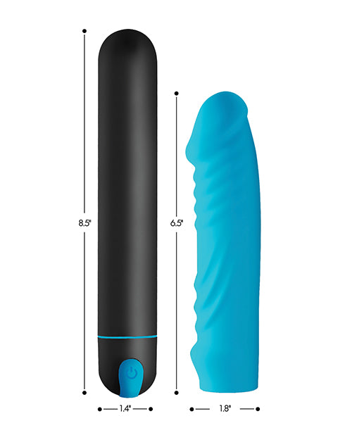 Bang! Xl Bullet & Ribbed Silicone Sleeve - Blue