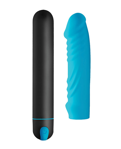 Bang! Xl Bullet & Ribbed Silicone Sleeve - Blue