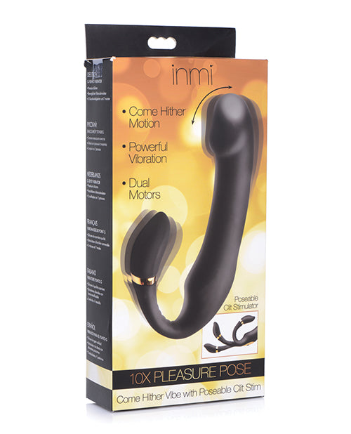 Inmi 10x Pleasure Pose Come Hither Vibe W-poseable Clit Stimulator - Black